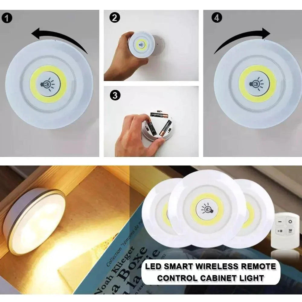 Led Night Light With Remote Control Pack of 3 Wireless LED Night Lights with Remote Control – Eshopistan