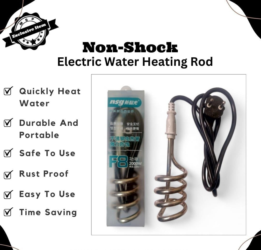 Shockproof Stainless Steel Electric Water Heating Rod 2000W – (اب کرنٹ کا خطرہ نہیں، شاک فری راڈ سے پانی گرم کریں 🔥)