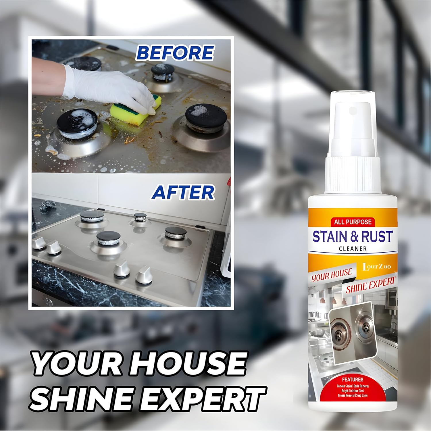 High-Performance Multi-Purpose Rust Remover Spray, Suitable for Cars, bikes and Household items ( Buy 1 Get 1 Free🔥)