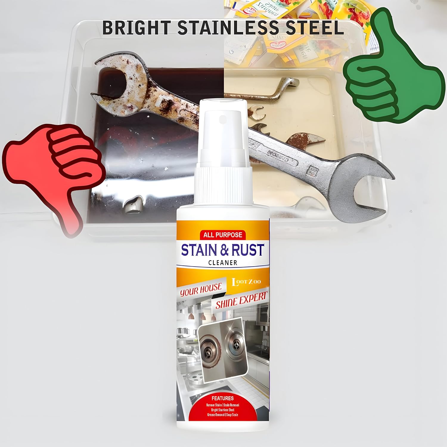 High-Performance Multi-Purpose Rust Remover Spray, Suitable for Cars, bikes and Household items ( Buy 1 Get 1 Free🔥)