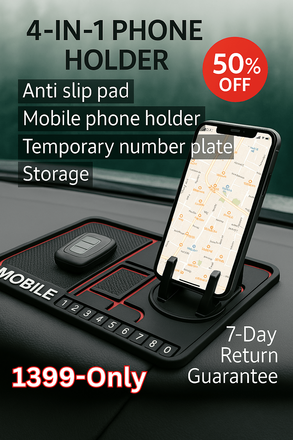 Best Selling Universal Silicone Car Dashboard Mat with Phone Holder & Non-Slip Mat - 4-in-1 Multi-Functional Dashboard Organizer         (50% OFF Sale – 24 Hours Only)