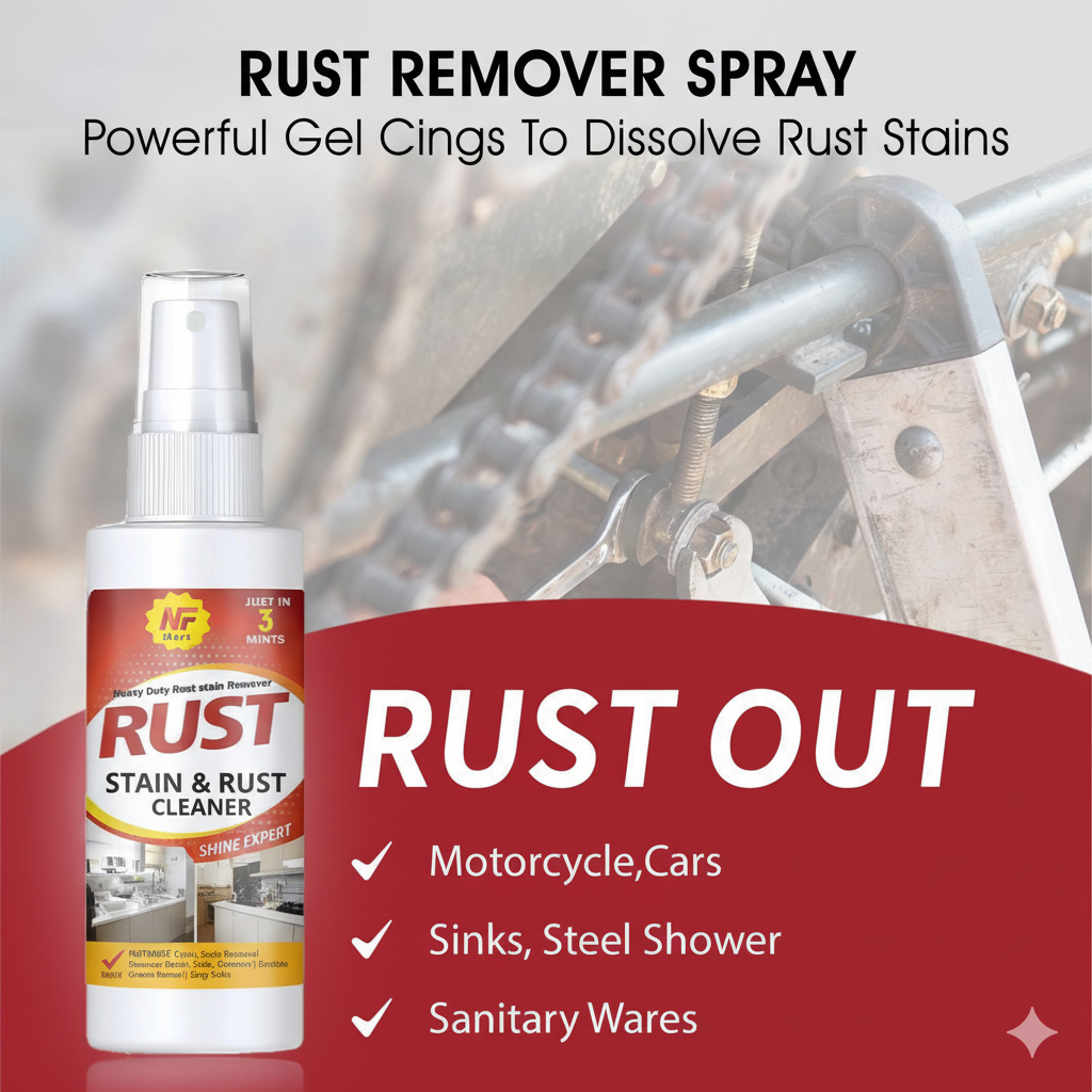 High-Performance Multi-Purpose Rust Remover Spray, Suitable for Cars, bikes and Household items ( Buy 1 Get 1 Free🔥)