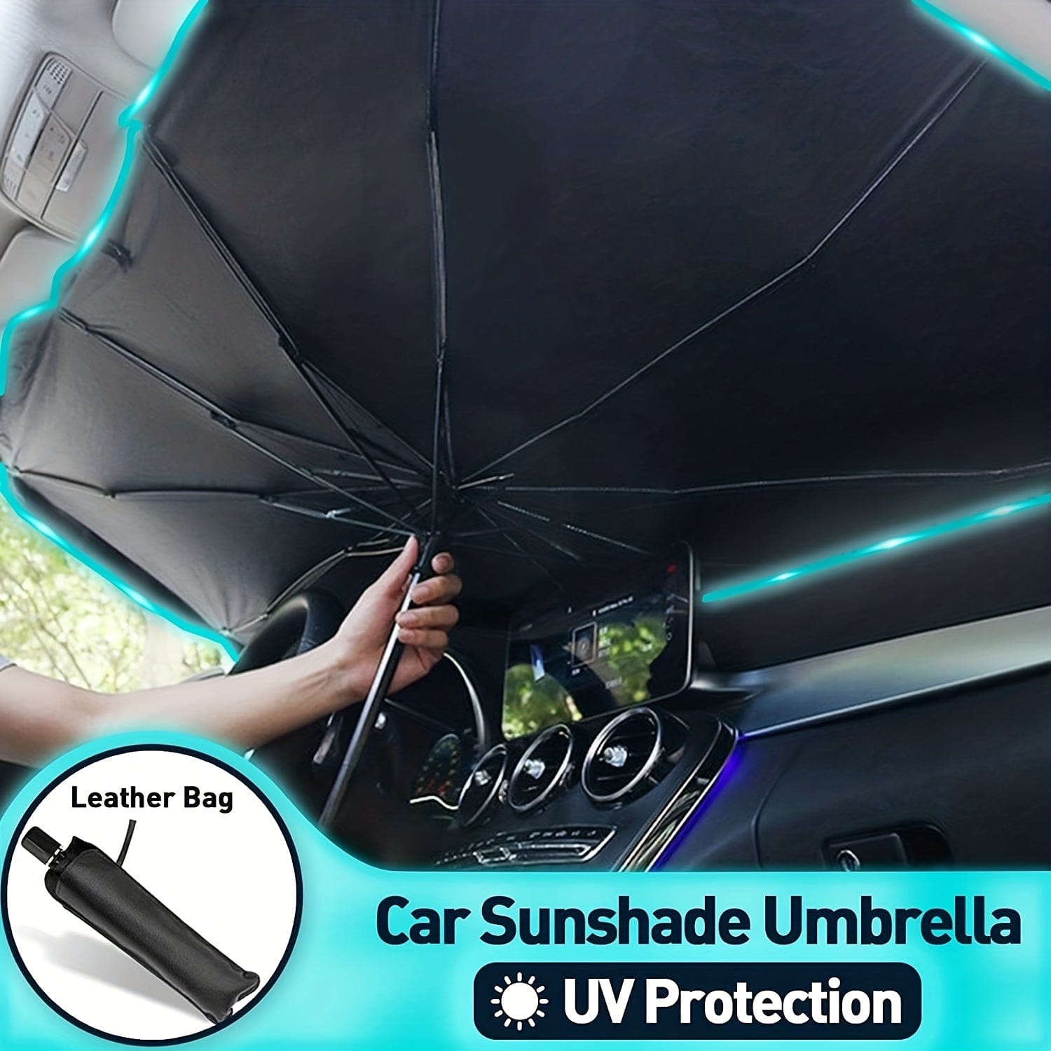 Universal Foldable Car Windshield Sunshade Umbrella – UV & Heat Protection for All Cars ☀️🚗