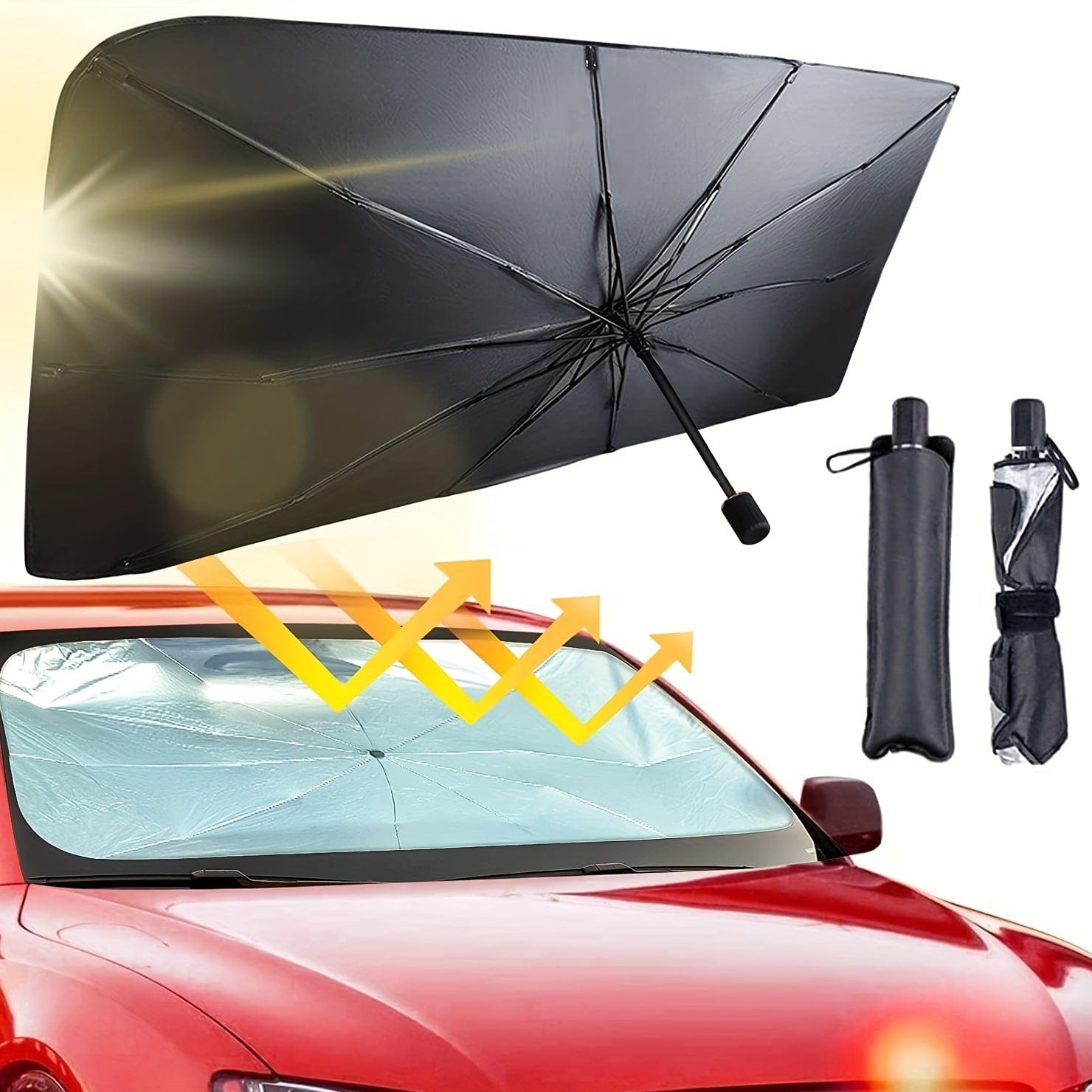 Universal Foldable Car Windshield Sunshade Umbrella – UV & Heat Protection for All Cars ☀️🚗
