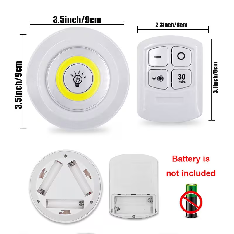 Led Night Light With Remote Control Pack of 3 Wireless LED Night Lights with Remote Control – Eshopistan