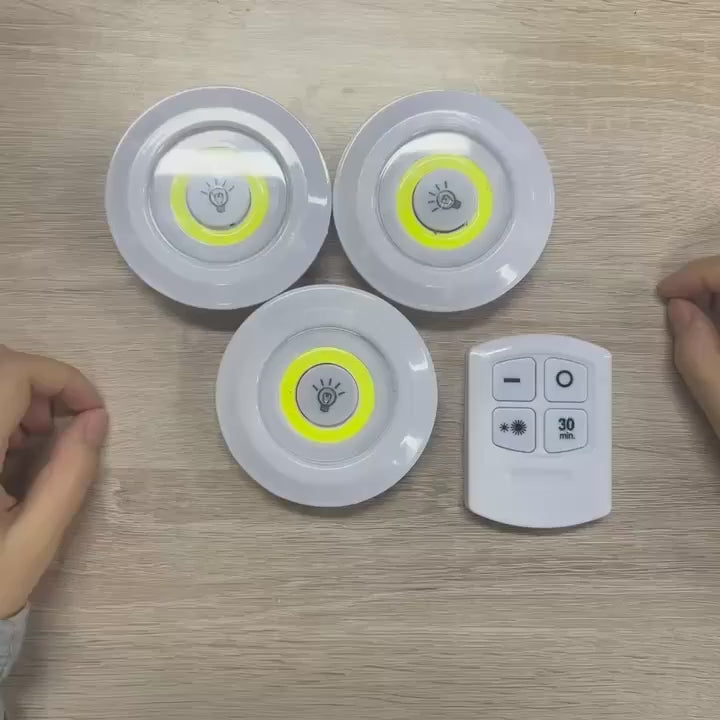 Pack of 3 Wireless LED Night Lights with Remote Control