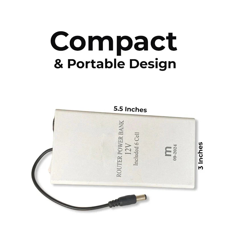 20,000 MAh   12V-Wifi Router Power Bank (8-10hrs Battery Time)