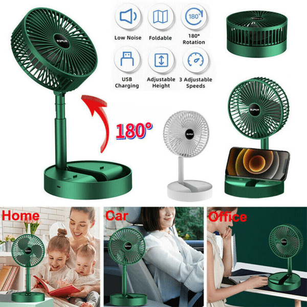 USB Rechargeable Portable Telescopic Folding Fan -3 Speeds Adjustable speed and Height Fan ( Free Shipping )