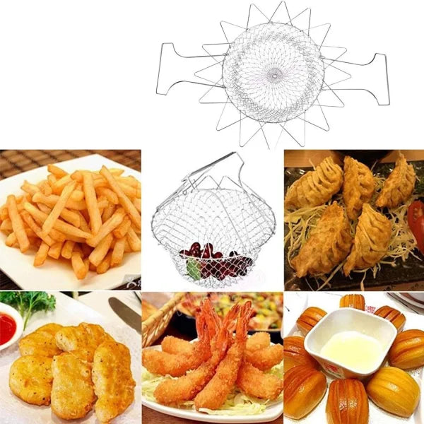 Stainless Steel Multi-Functional Foldable Chef Basket –  !  اب کھانے پکانا اور تلنا ہوا آسان